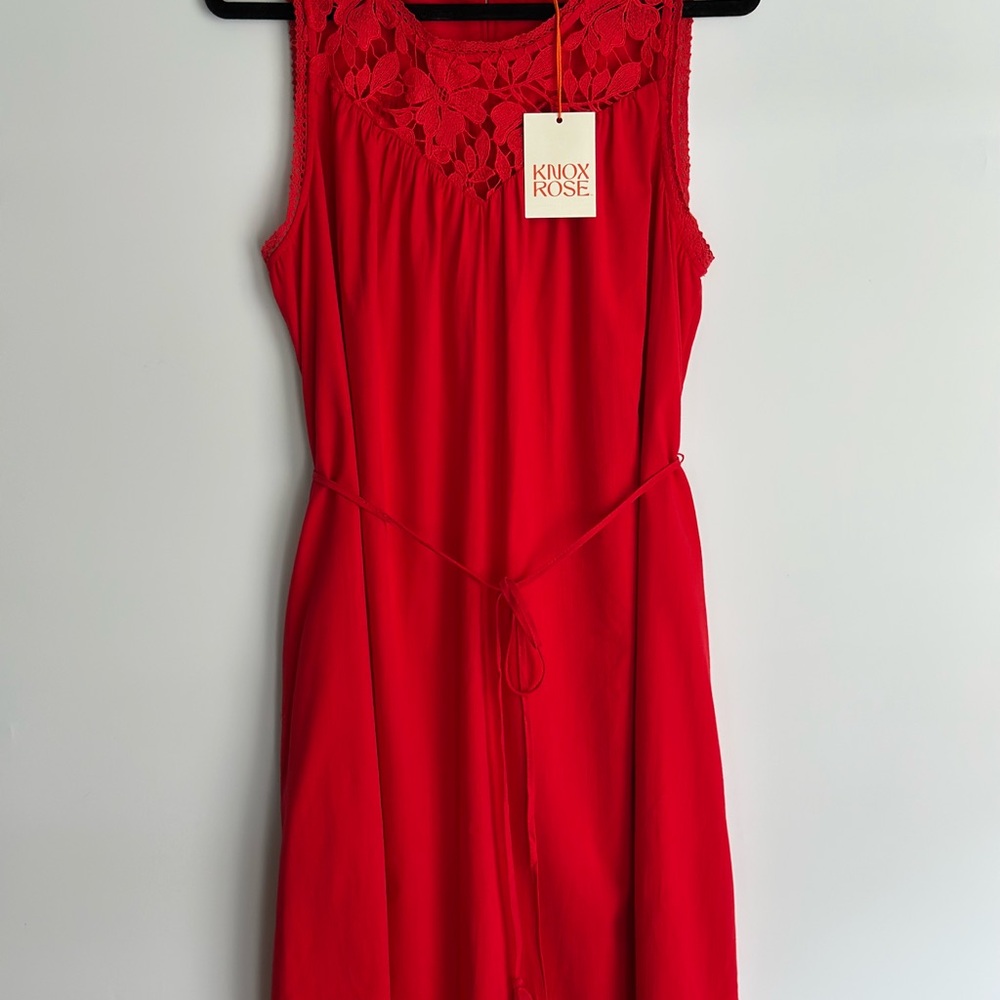 NWT Knox Rose Red Ruched Tie Front Sheath Dress Size L